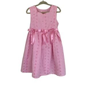 Ashley Ann Pink and White Gingham Dress with Bows - Size 4T